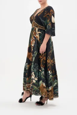Camilla Easy Tiger New Season Full Length Waisted Dress With Hem Ruffle Black Size XS / AU 8 for rent on The Volte - image 1