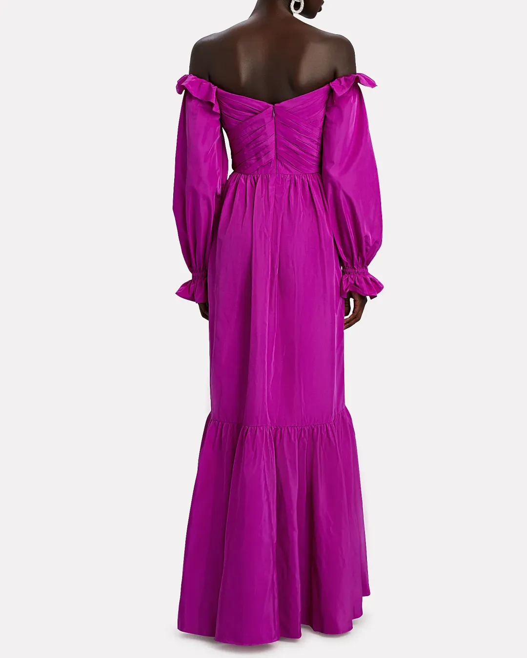 Self Portrait Off-the-shoulder ruffled taffeta gown Purple Size AU 12 for rent on The Volte - main image