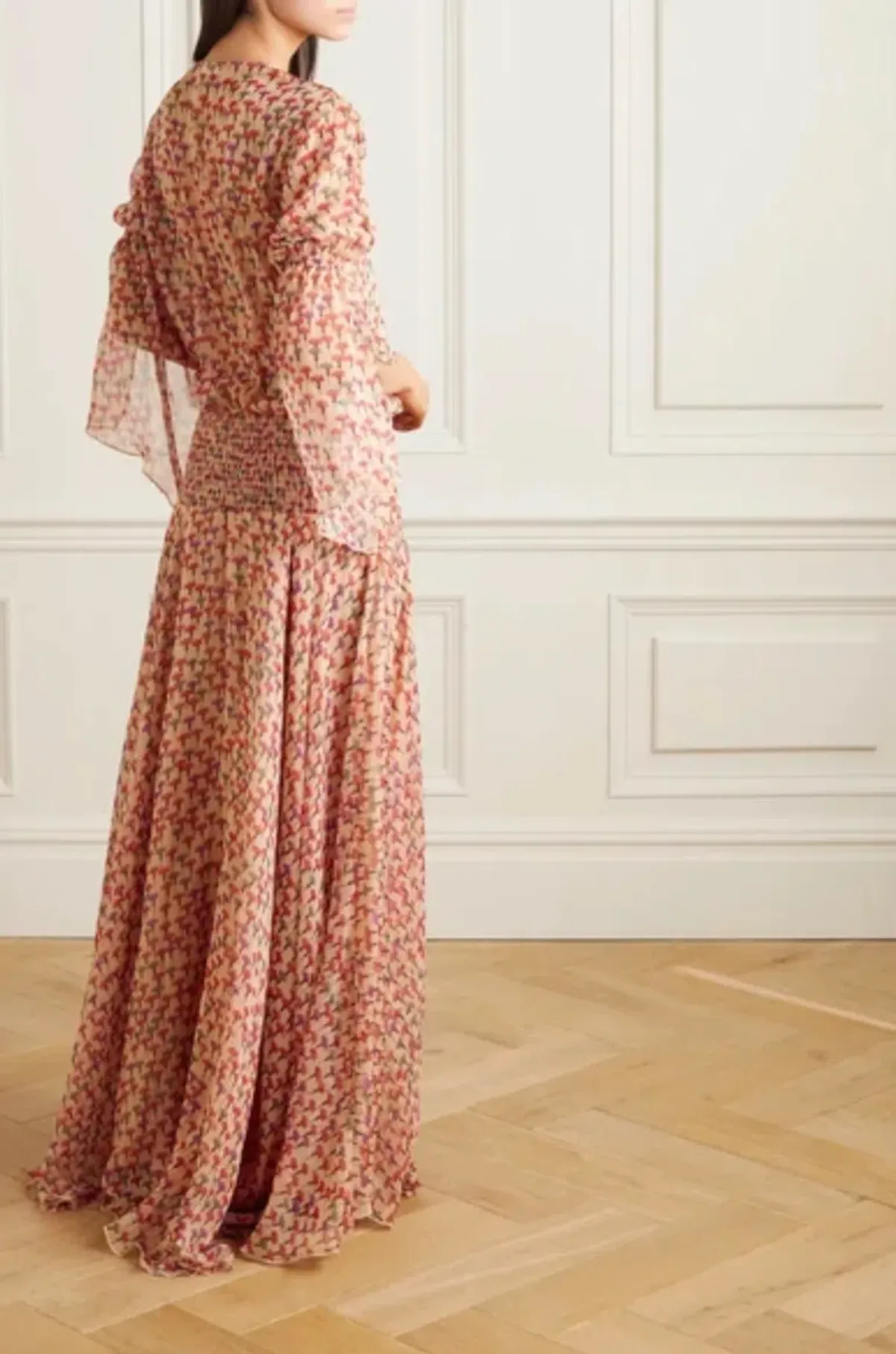 Eywasouls Malibu Claire Smocked Chiffon Maxi Dress Floral Size 8 - Image 3