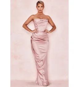 House of CB Adrienne Satin Strapless Gown Blush Size S / Au 8 for rent on The Volte - image 1