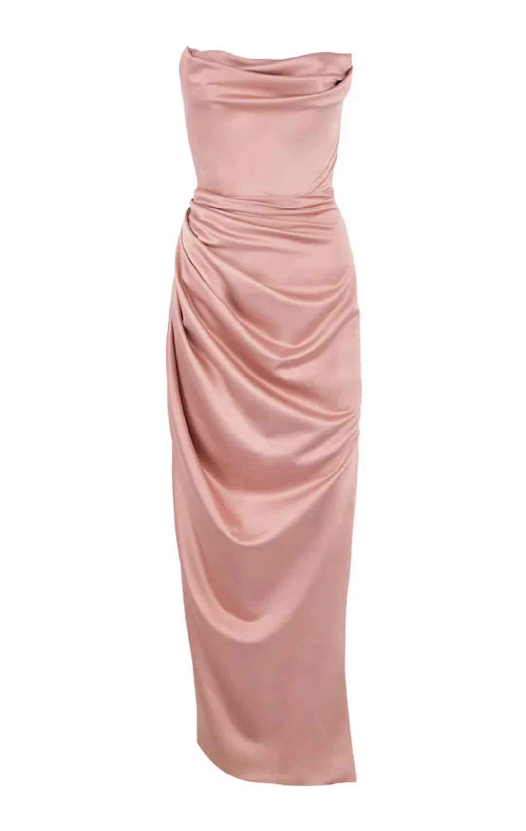 House of CB Adrienne Satin Strapless Gown Blush Size S / Au 8 for rent on The Volte - main image