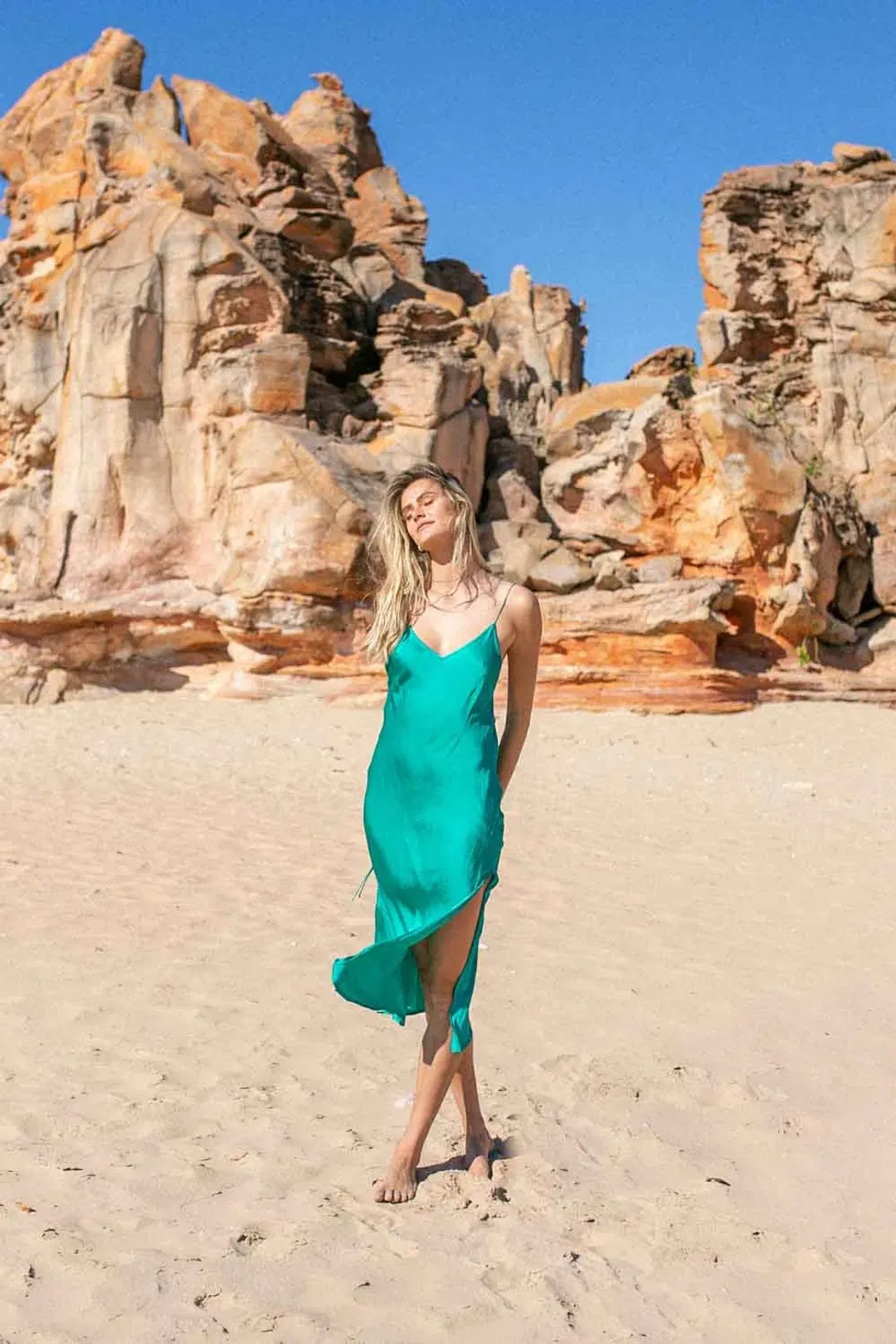 Turquoise Lane Slinky Slip Dress Green Size 10 / M for rent on The Volte - main image