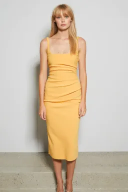 Bec & Bridge Karina Tuck Midi Dress Orange Size 10 / M for rent on The Volte - image 1
