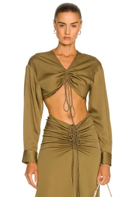 Christopher Esber Ruched Crop Top & Ruched Skirt Set Green Size M / Au 10 for rent on The Volte - image 2