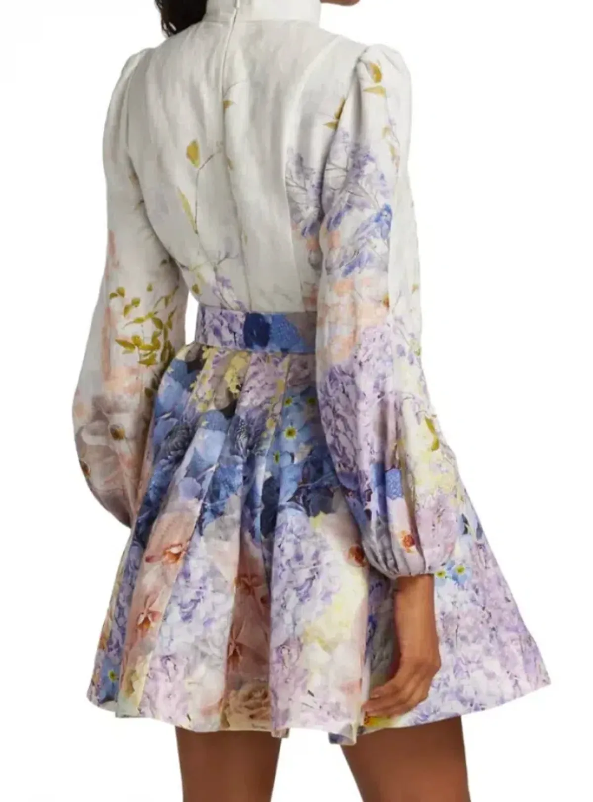 Zimmermann Rhythmic Buttoned Mini Dress Floral Size 12 - Image 2