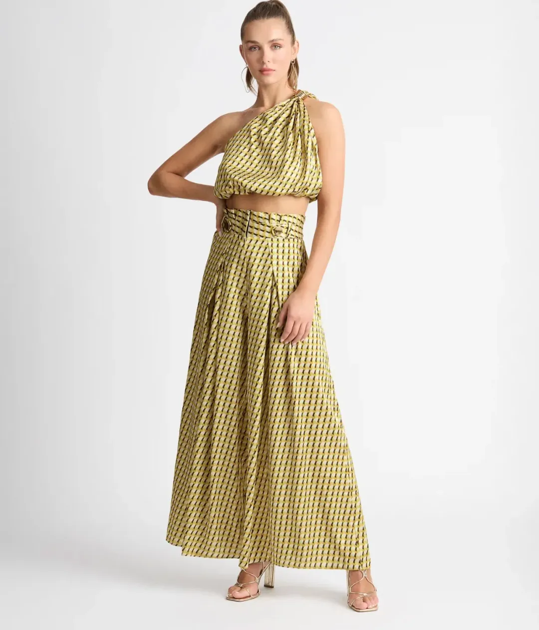 Sheike Revolution Top and Pant Set Yellow Print Size 6 for rent on The Volte - main image