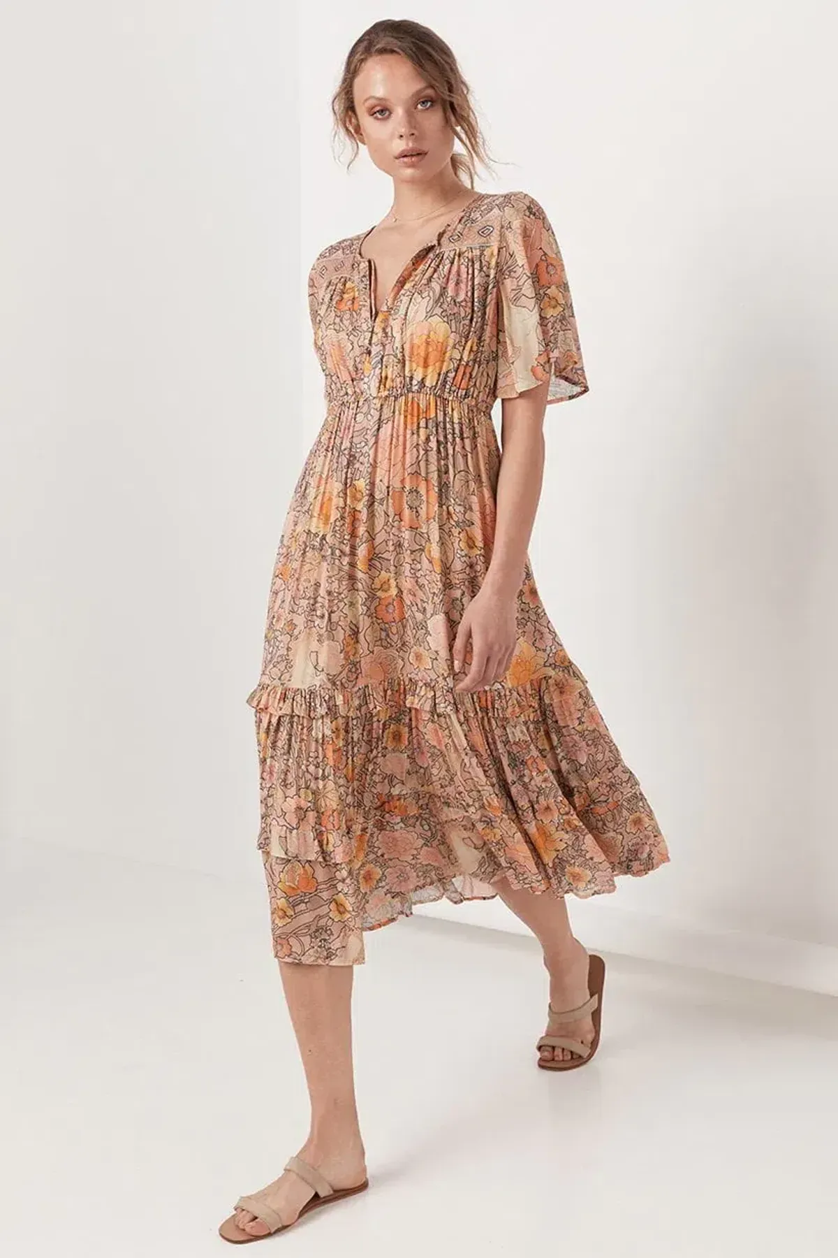 Spell & The Gypsy Amethyst Garden Party Dress Peach Size XS / AU 6 - Image 3