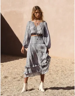 Steele Set Nile Blouse & Skirt Grey AU 8 for rent on The Volte - image 1