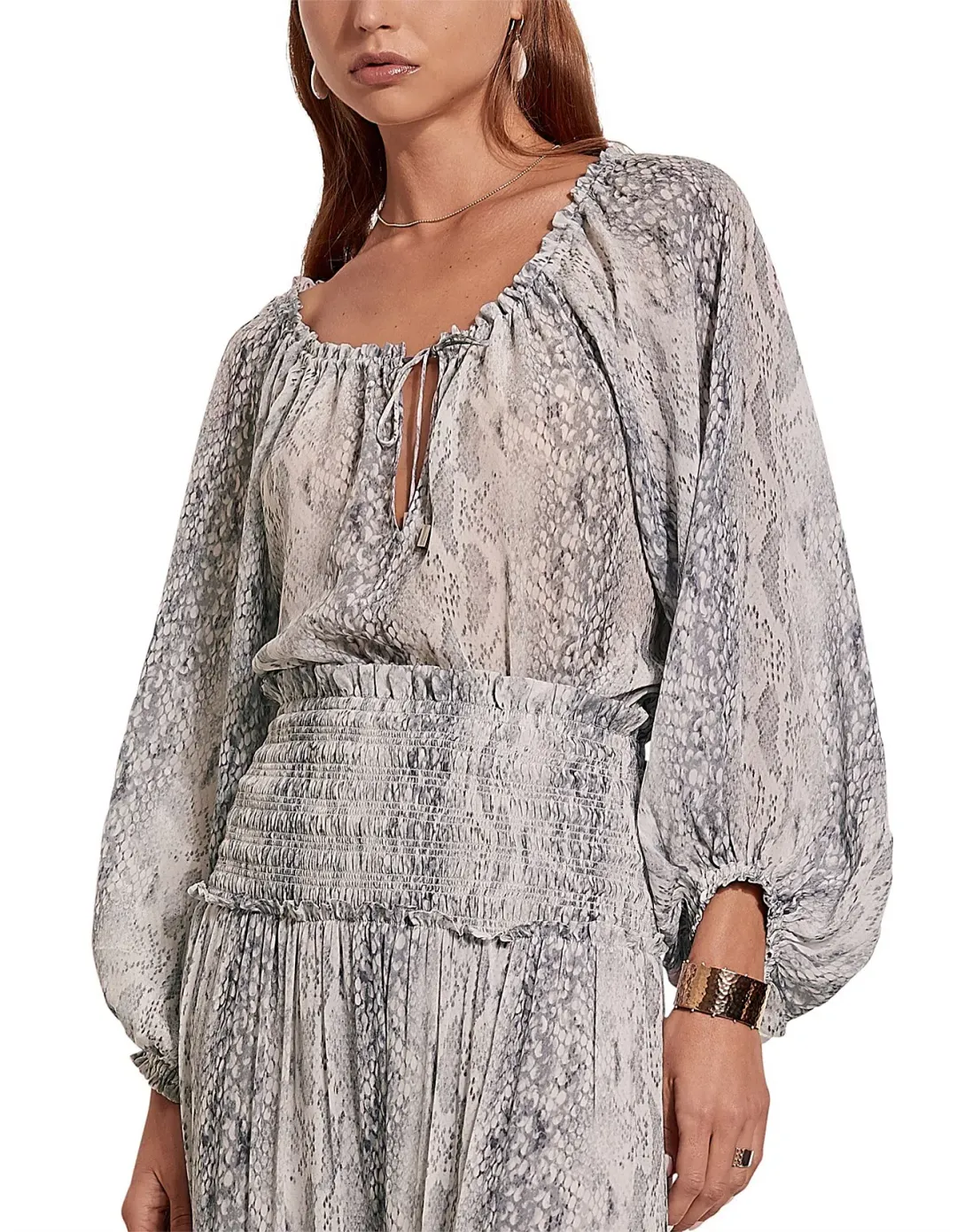 Steele Set Nile Blouse & Skirt Grey AU 8 for rent on The Volte - main image