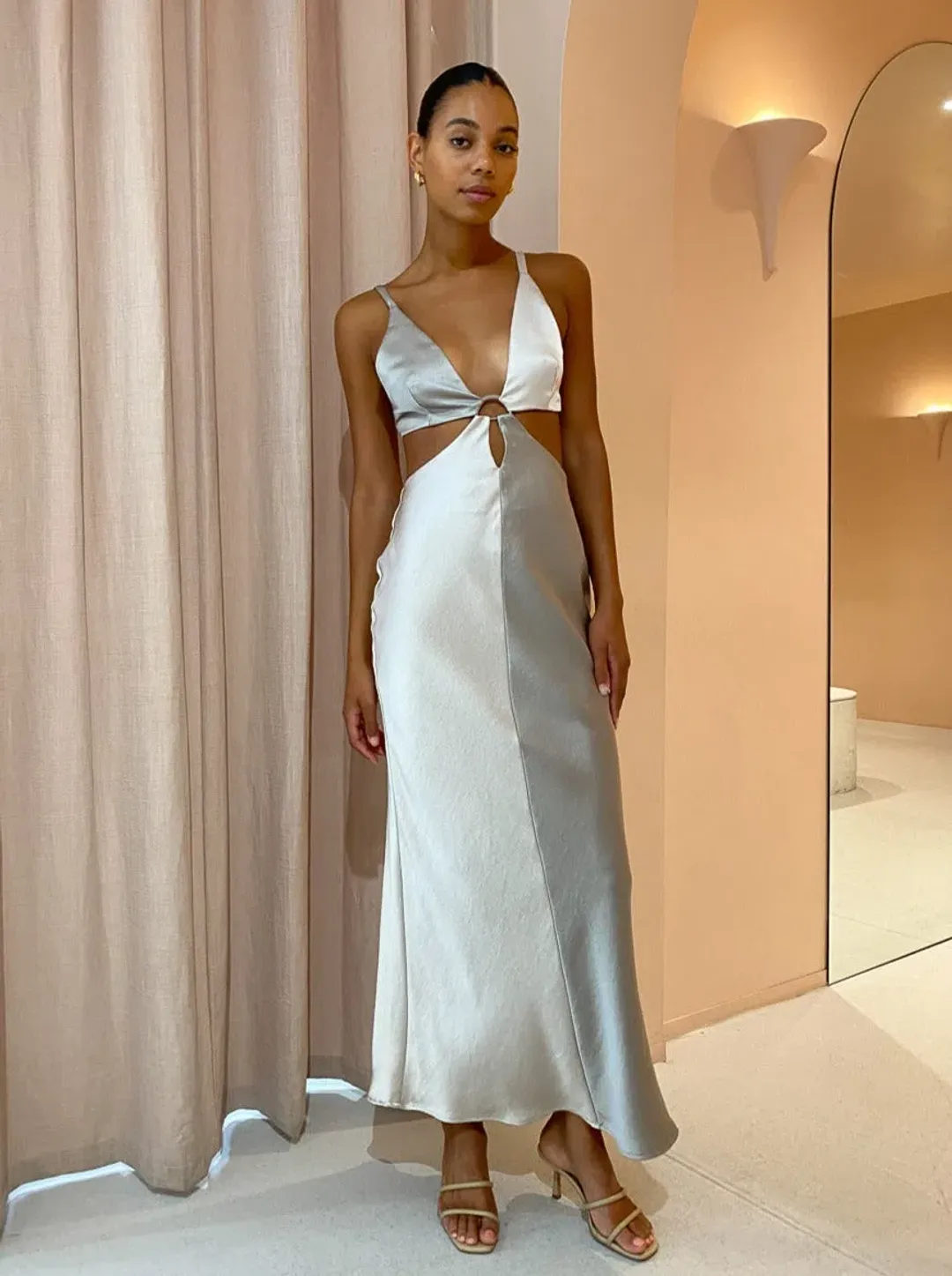 BEC & BRIDGE STONE MULTI FELIX V NECK MAXI DRESS - SIZE 10 AU/6 US(RRP $300 for rent on The Volte - main image