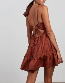 Shona Joy Elsa Tiered Mini Dress Brown Size 6 for rent on The Volte - image 2