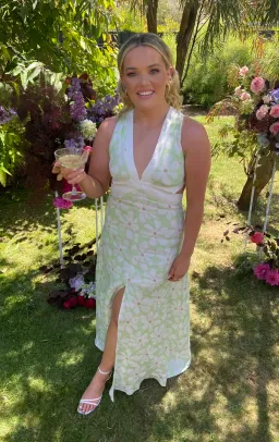 By Johnny Fleur Tie Back Midi Dress Green Size AU 12 for rent on The Volte - image 4