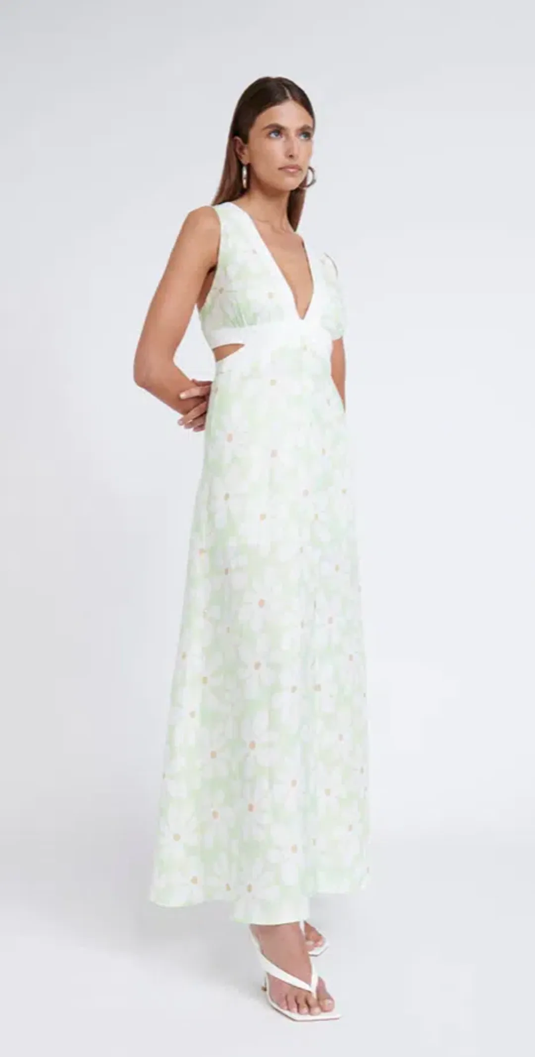 By Johnny Fleur Tie Back Midi Dress Green Size AU 12 for rent on The Volte - main image