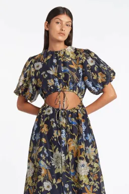 Sir The Label Lilian Puff Sleeve Maxi Dress In Delia Print Navy Size AU 8 for rent on The Volte - image 3