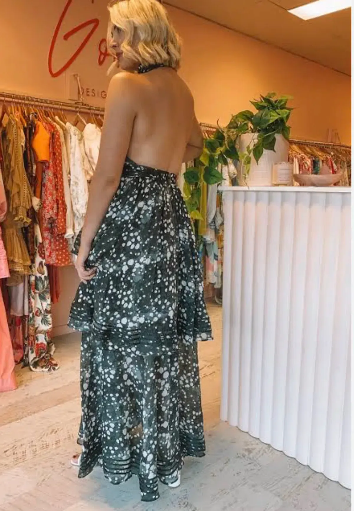 Aje Sienna Gala Maxi Dress Print Black Size AU 12 - Image 3