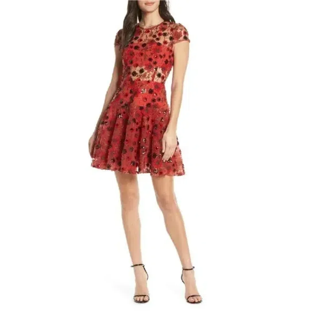 Bronx & Banco Della Rouge Embellished Mini Dress Red Size AU 6 for rent on The Volte - main image