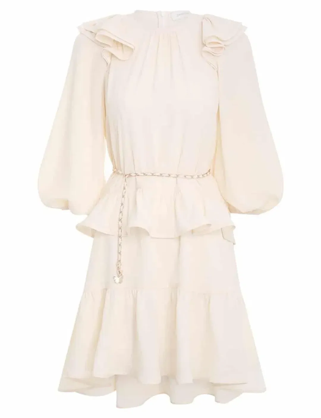 Zimmermann Frilled Mini Dress Pearl Cream Size 2 / AU 12 for rent on The Volte - main image