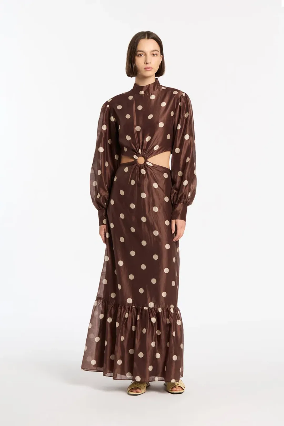 Sir The Label Vivi Long Sleeve Cut Out Maxi Dress Brown Size 0 / AU 6 for rent on The Volte - main image