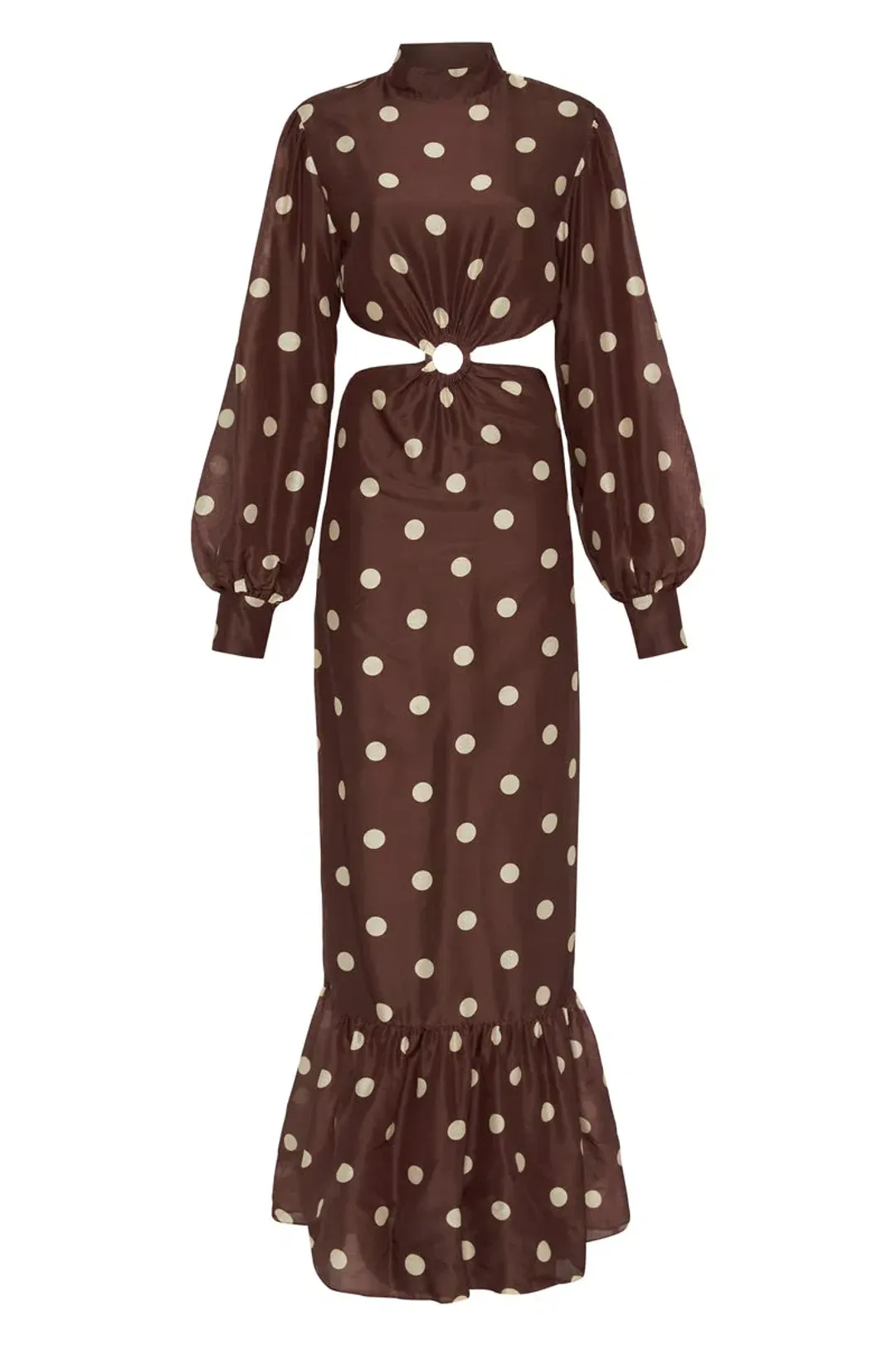 Sir The Label Vivi Long Sleeve Cut Out Maxi Dress Brown Size 0 / AU 6 for rent on The Volte - main image