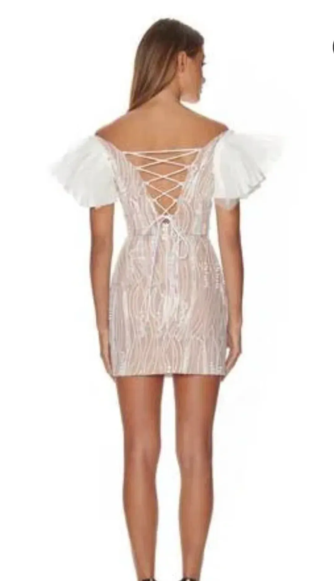 Eliya The Label The Trinity Mini Dress Nude/White Size M / Au 10 for rent on The Volte - main image