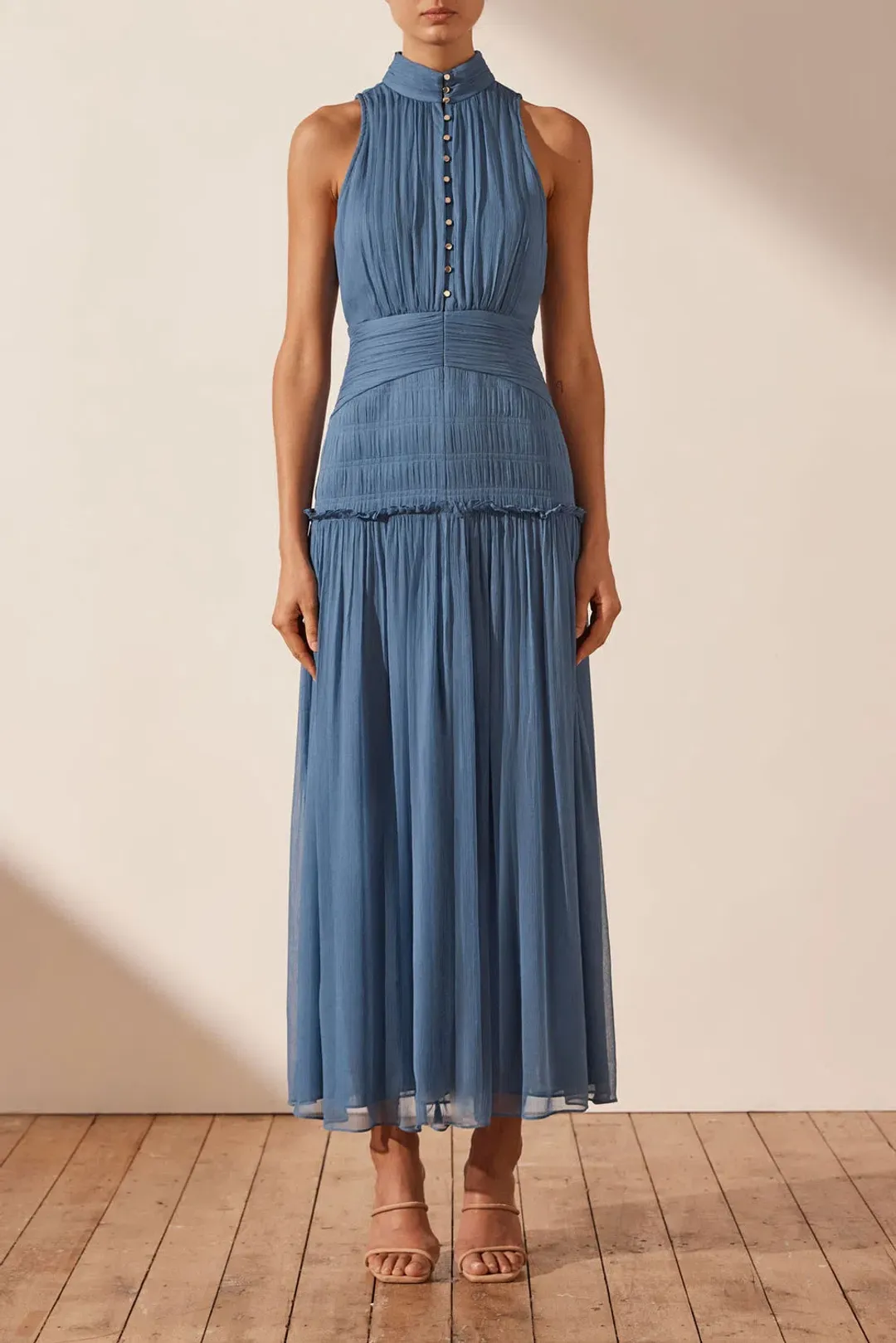 Shona Joy Noemi Sleeveless Button Up Midi Dress Ocean Size 10 / M for rent on The Volte - main image