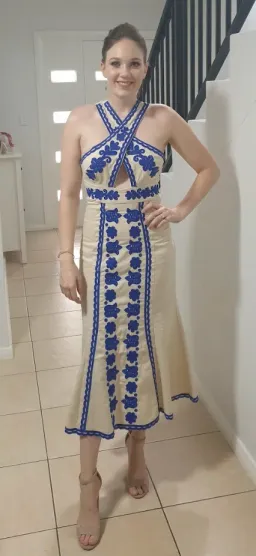 Alice McCall Wild Horses Midi Dress Cream/Blue Size 8 / S for rent on The Volte - image 3