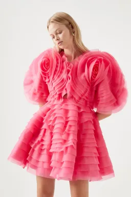 Aje Amour Ruffle Mini Dress In Pink Size AU 8 for rent on The Volte - image 2