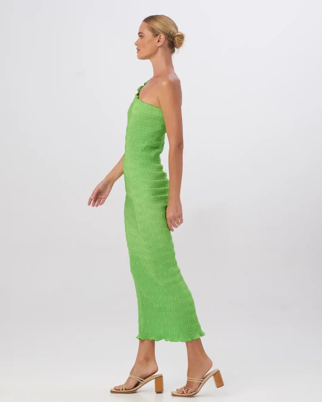 L'Idee Gigi Smocking Gown Neon Lime Green Size AU 8 for rent on The Volte - main image