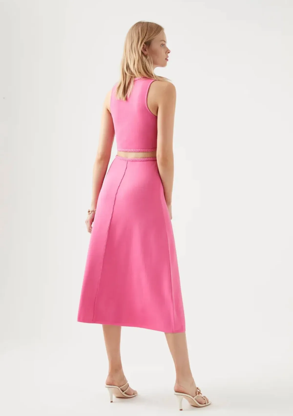Aje Petal Knit Midi Skirt French Rose Pink Size S / AU 8 - Image 3