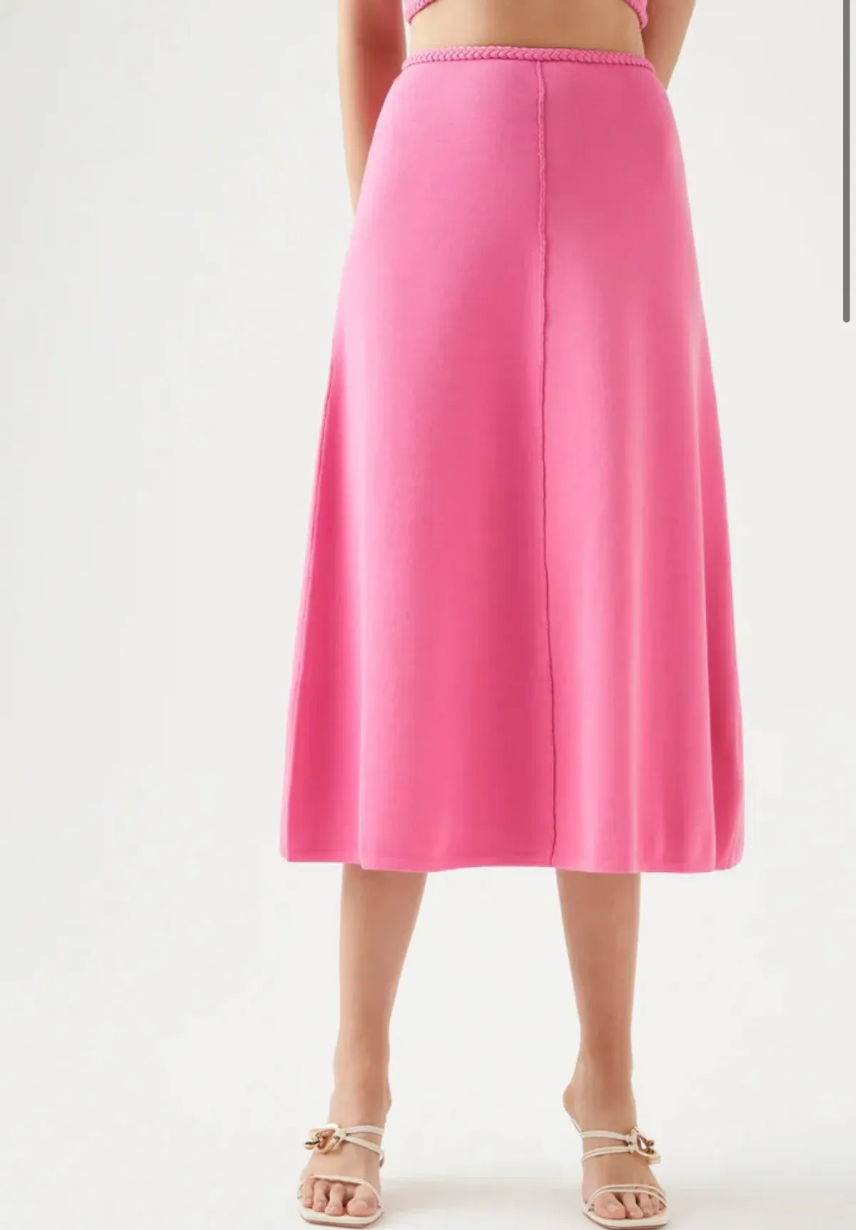 Aje Petal Knit Midi Skirt French Rose Pink Size S / AU 8 - Image 4