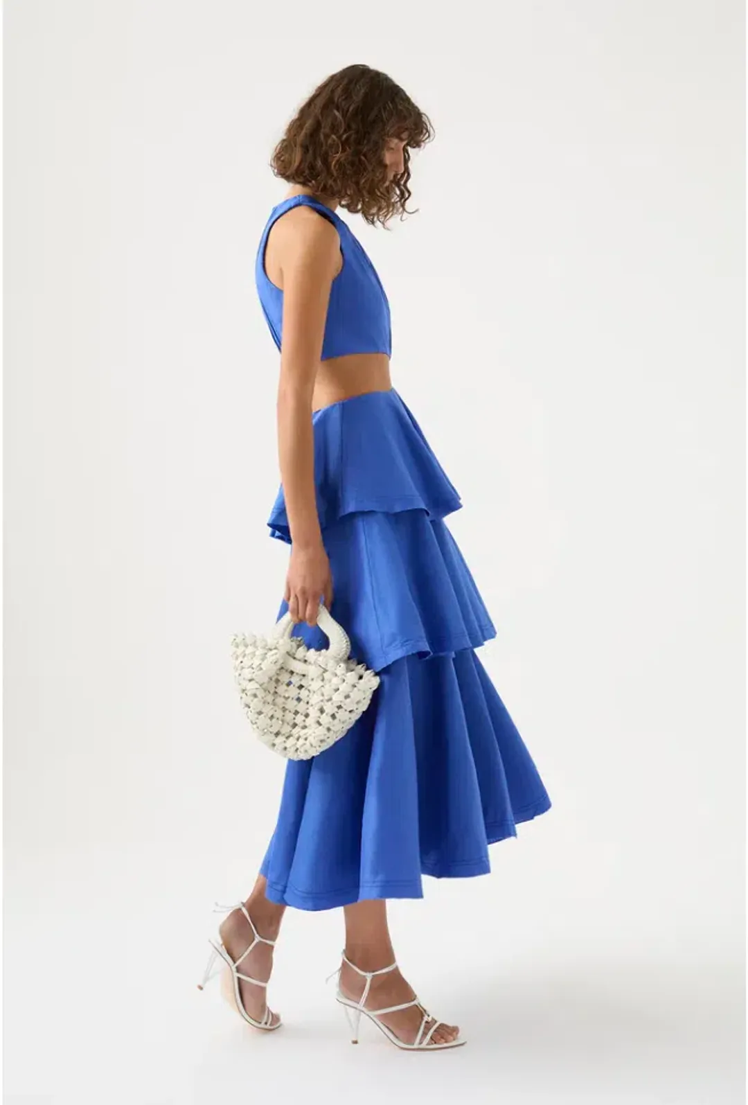 Aje Wave Cut Out Ring Midi Dress Marine Blue Size AU 6 for rent on The Volte - main image