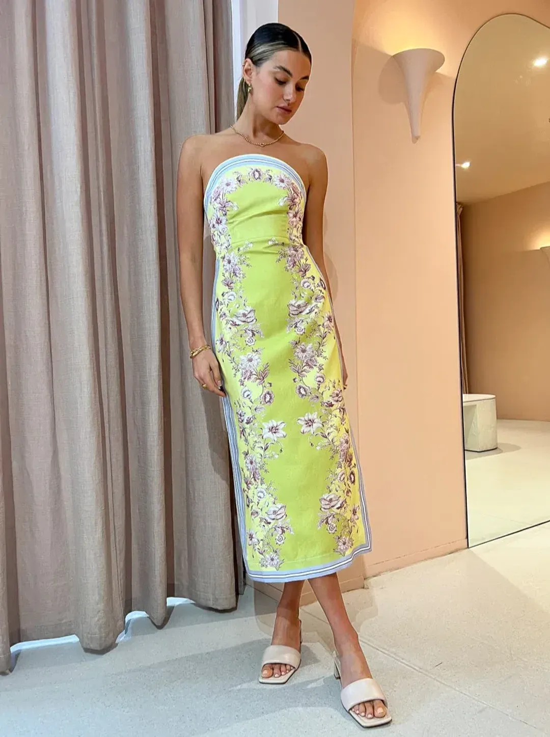 Alemais Marlow Bodice Strapless Dress Yellow Size 10 for rent on The Volte - main image