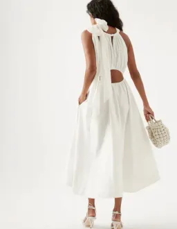 Aje Henriette Tie Strap Midi Dress Ivory Size 8 / S for rent on The Volte - image 3