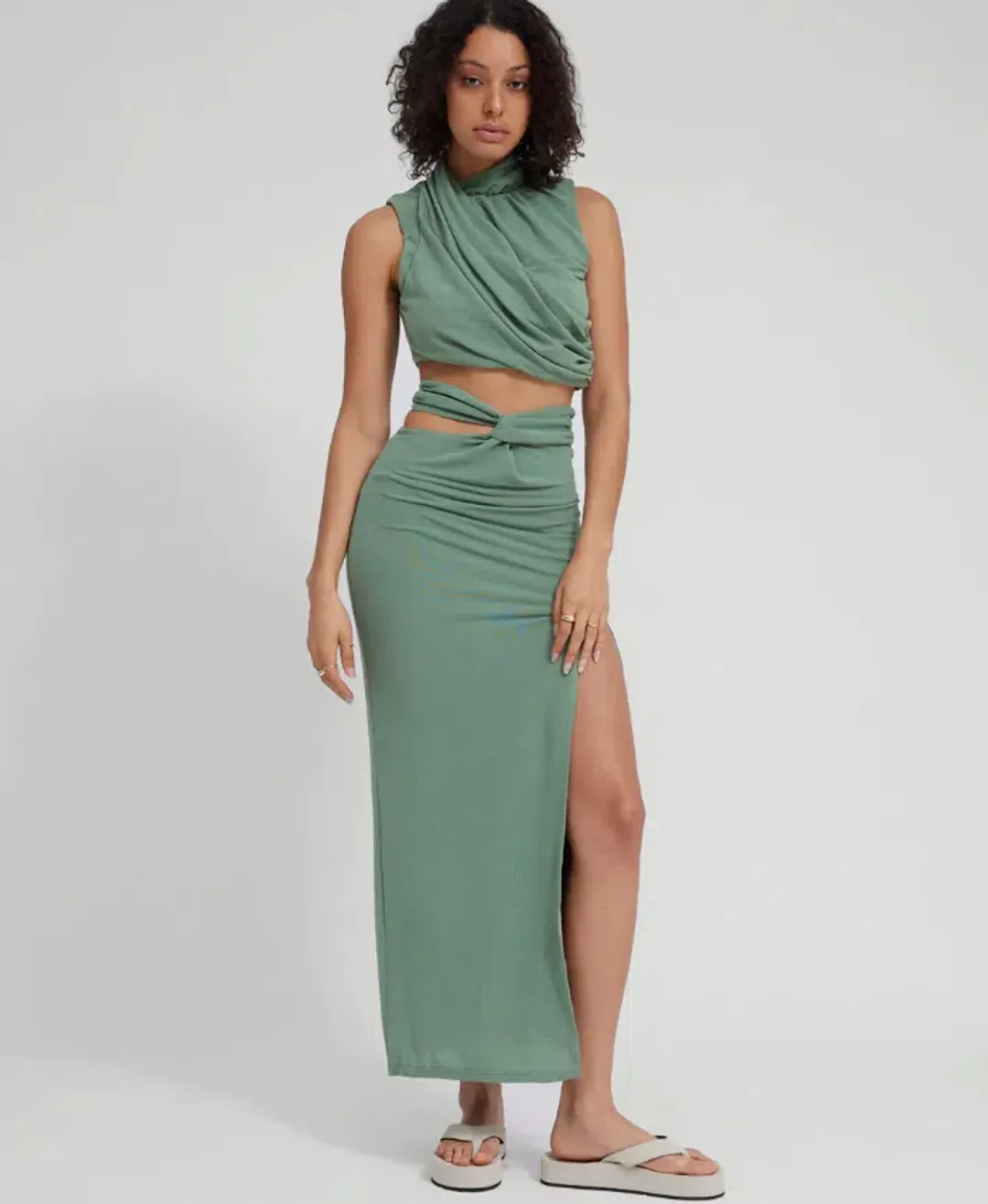 Tojha Taya Top & Skirt Set Green Size 8 for rent on The Volte - main image