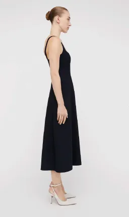Scanlan Theodore Crepe Knit Square Neck Midi Dress Navy Size XS / Au 6 for rent on The Volte - image 2