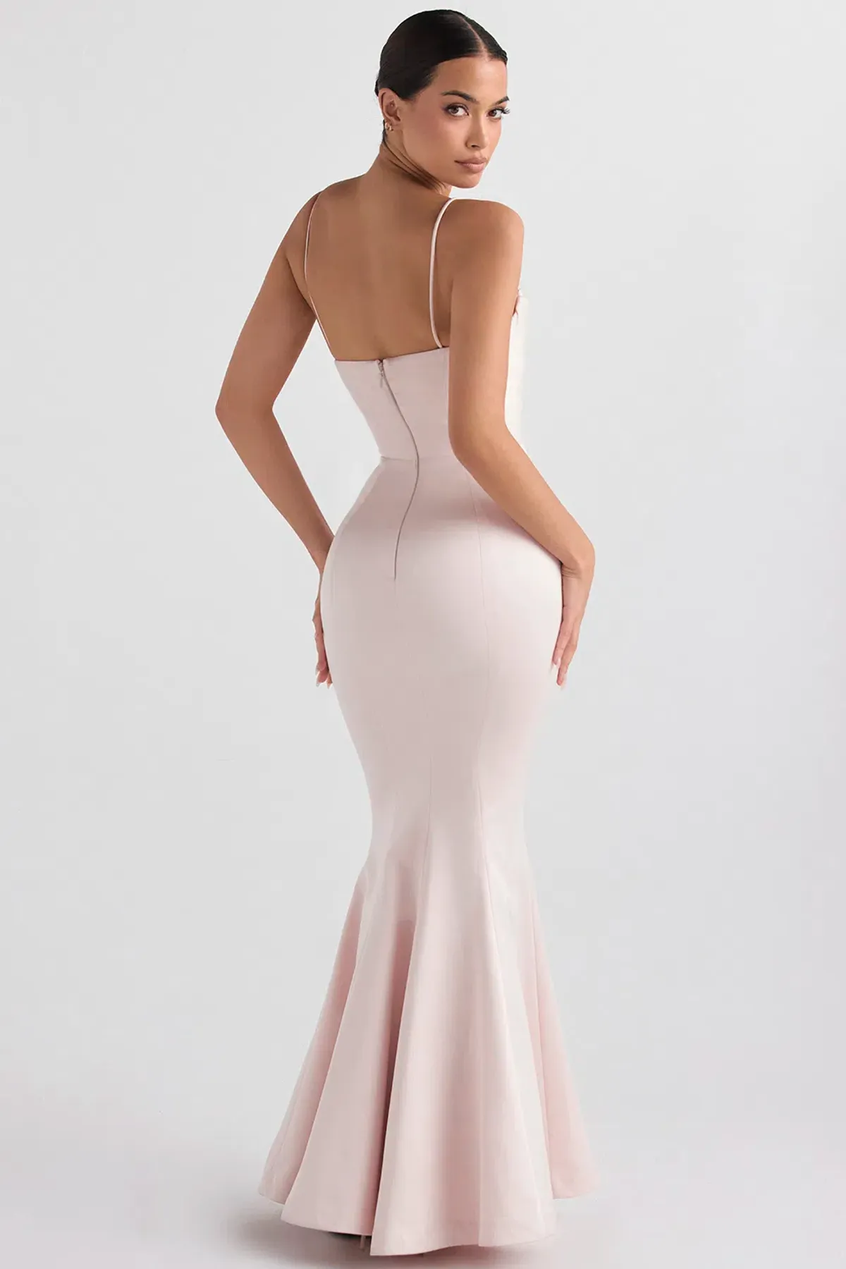 House of CB Violette Satin Fishtail Gown Blush Size Au 6 - Image 2