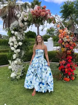 Aje Violette Bubble Hem Maxi Dress Lavenders of Provence Print Size 8 for rent on The Volte - image 6