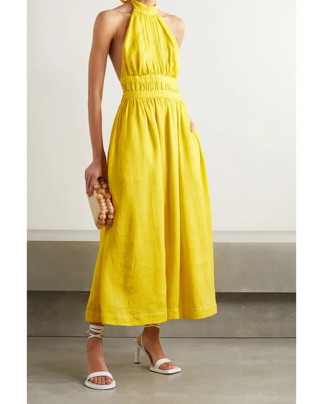 Zimmerman Shelly Linen Halter Neck Mini Dress Yellow Size 2/Au 12 for rent on The Volte - main image