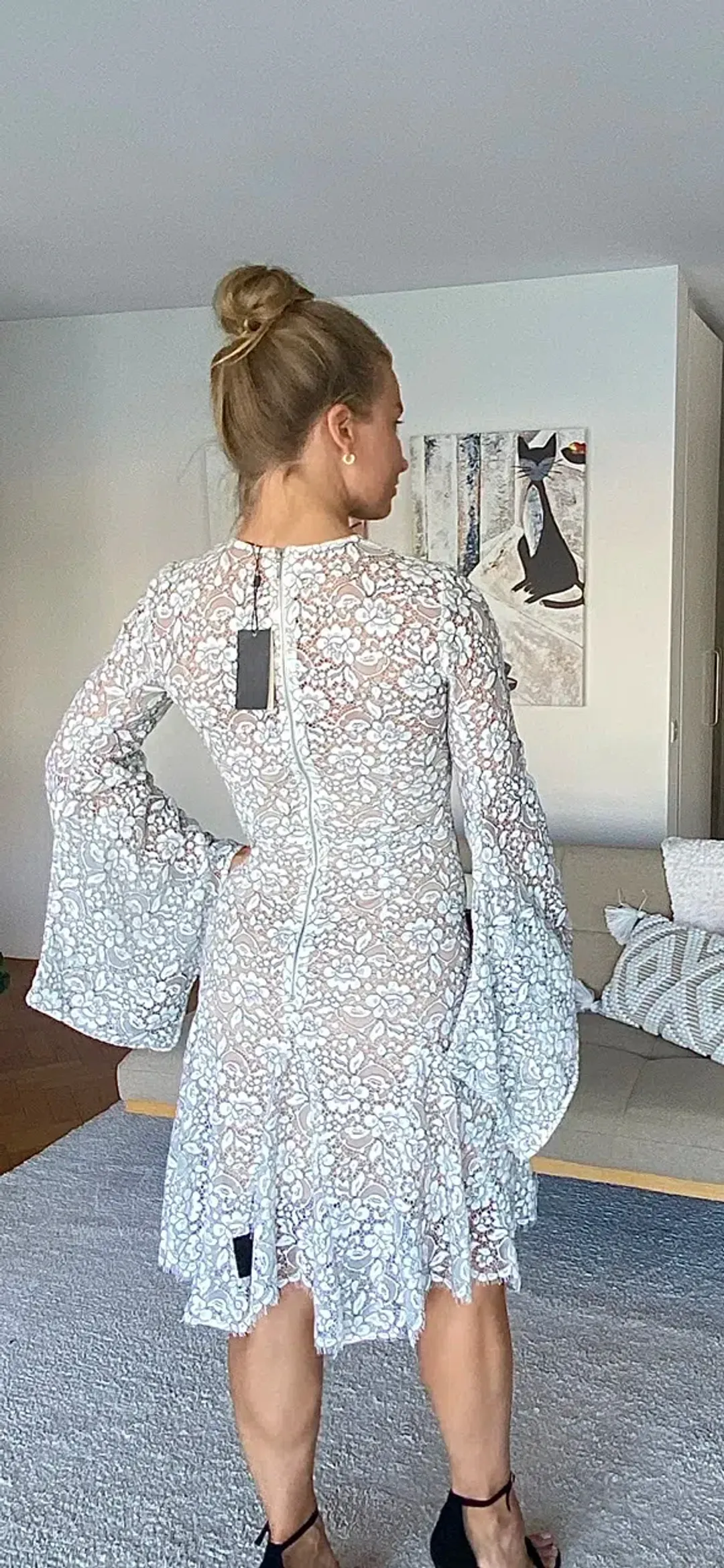 Yeojin Bae Cord Lace Mannon Midi Dress White Size 10 for rent on The Volte - main image