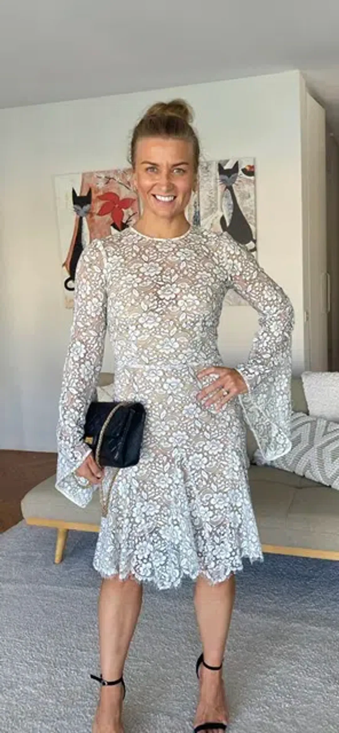 Yeojin Bae Cord Lace Mannon Midi Dress White Size 10 for rent on The Volte - main image