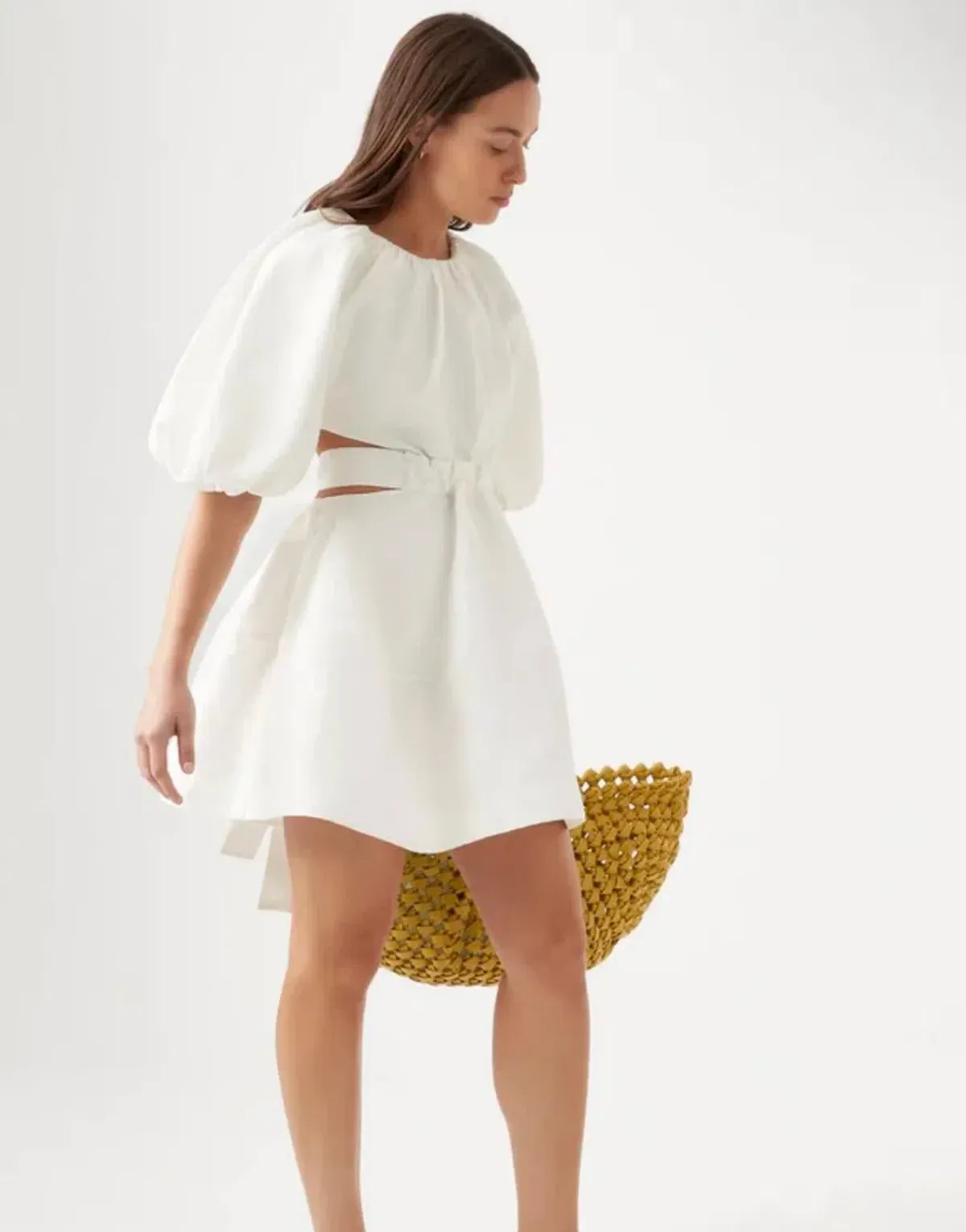 Aje Mimosa Cut Out Mini Dress Ivory Size 6 / XS - Image 2