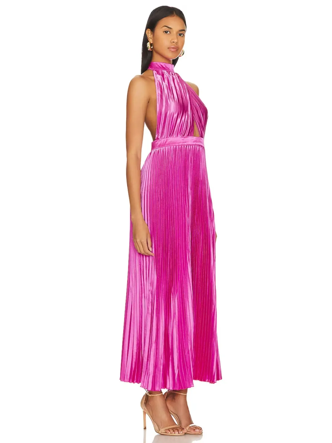 L'Idee Renaissance High Neck Split Gown in Flamingo Size M / AU 10 for rent on The Volte - main image