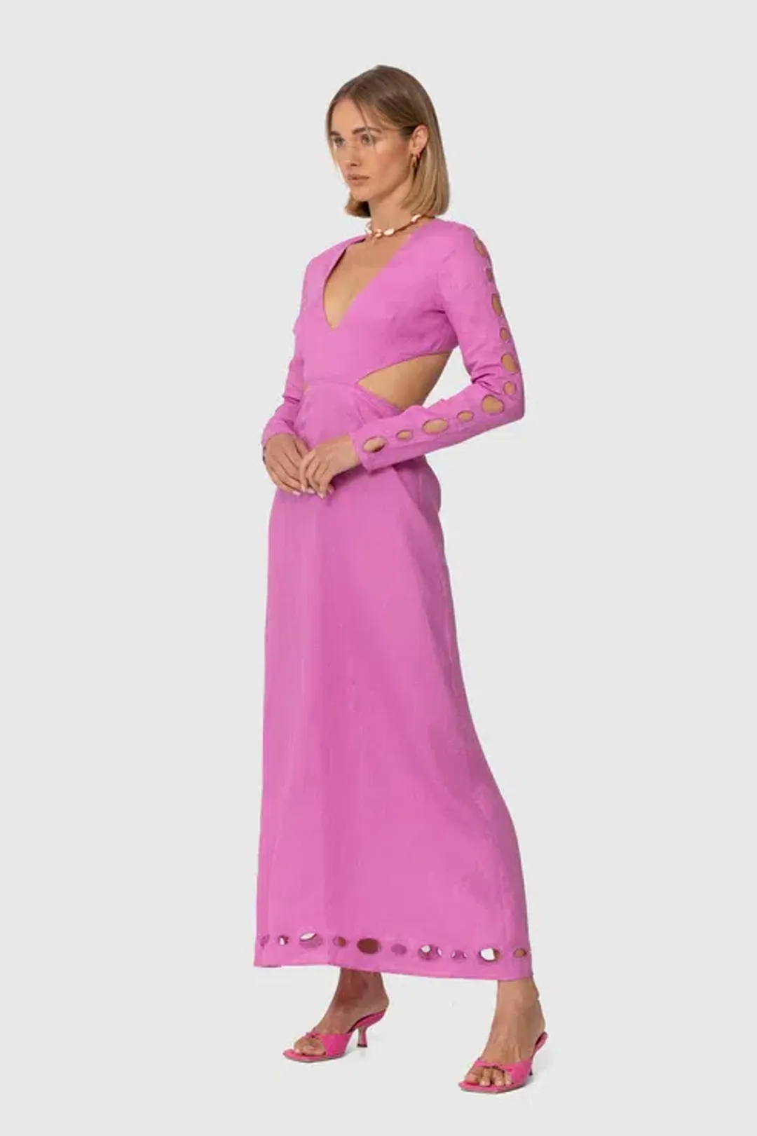 The Wolf Gang La Joya Cut Out Maxi Dress Pink Size M / AU 10 for rent on The Volte - main image