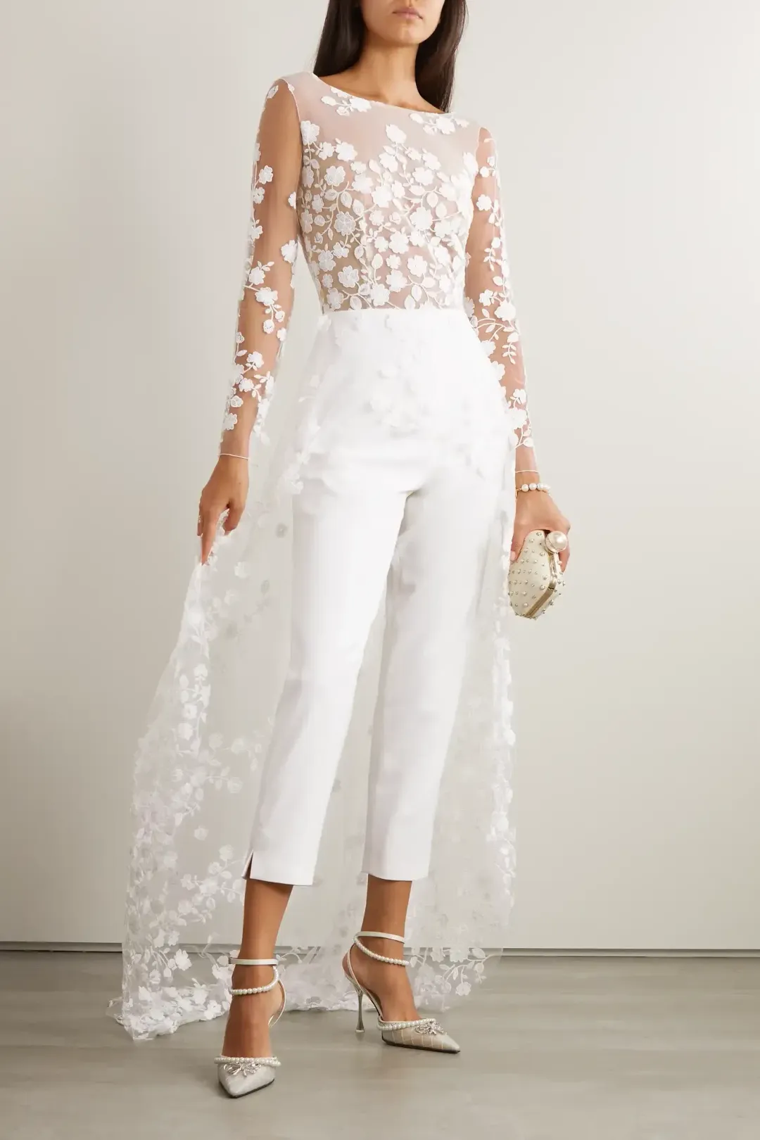 Rime Arodaky Patsy Lace Trimmed Jumpsuit White Size 6 for rent on The Volte - main image