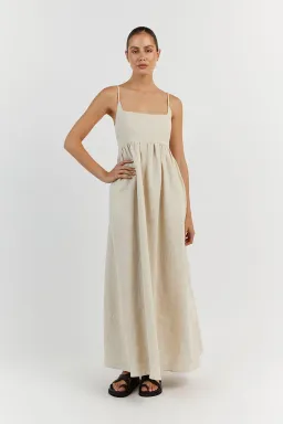 DISSH Sunny Natural Linen Midi Dress Beige Size 8 for rent on The Volte - image 2