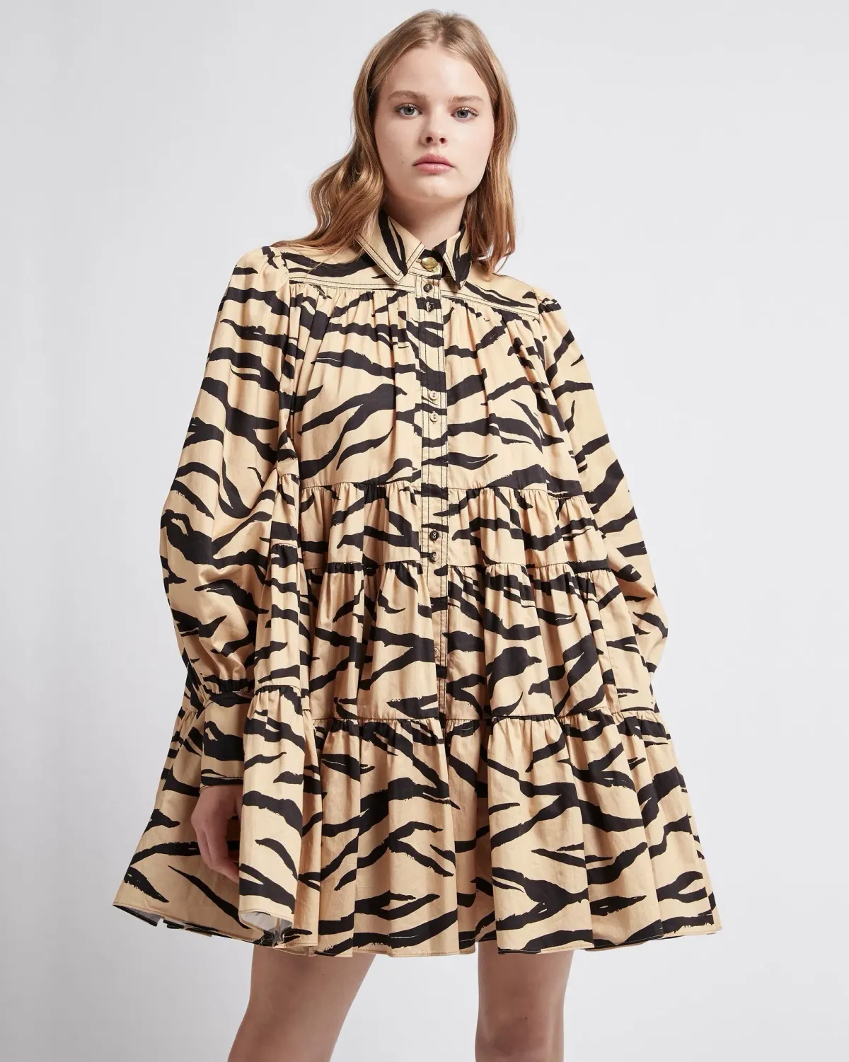 Aje Nouveau Smock Dress Caramel Zebra Size 8 - Image 3