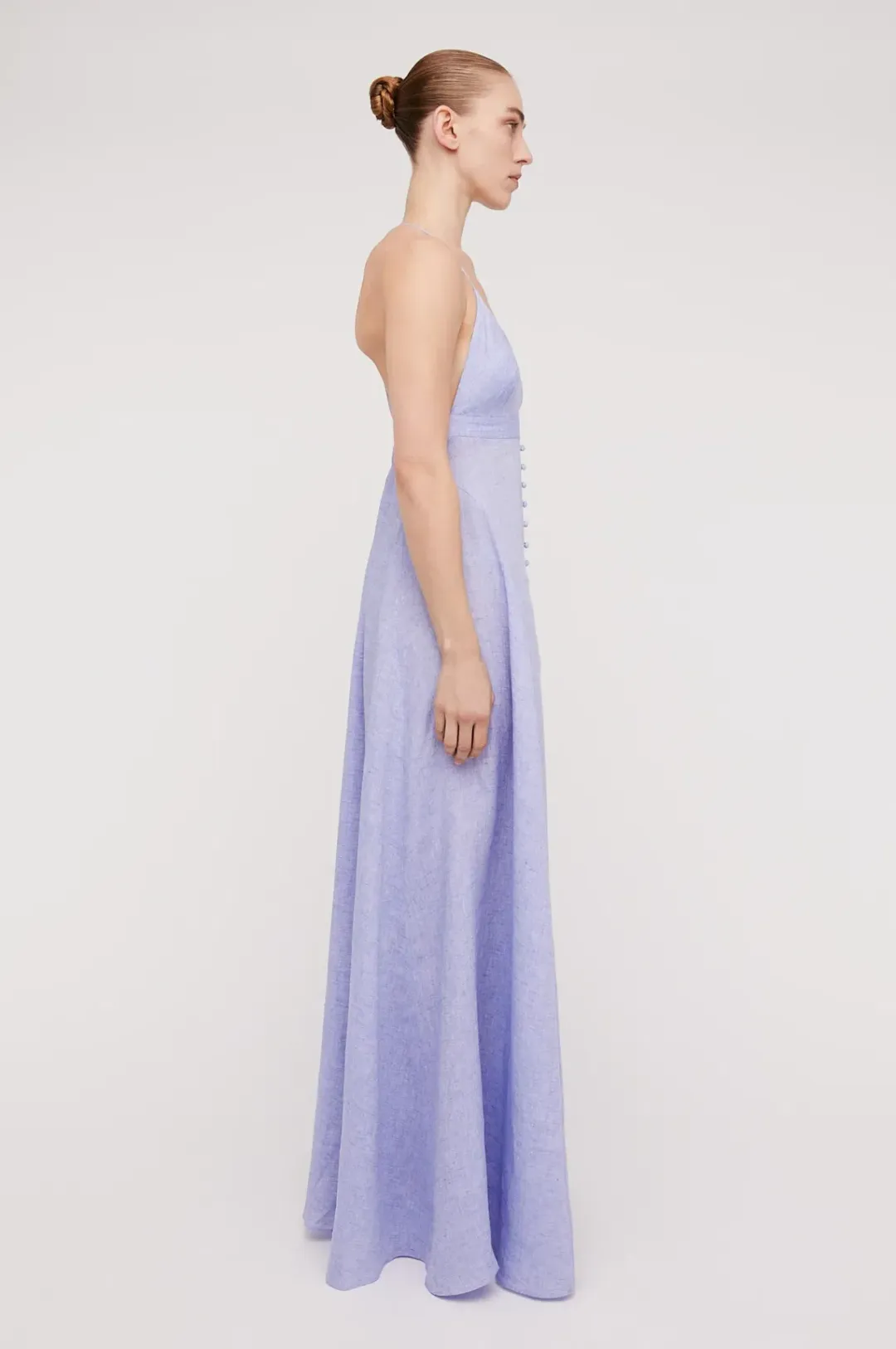 Scanlan Theodore Italian Linen Shoestring Dress Lilac Size 8 for rent on The Volte - main image