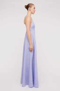 Scanlan Theodore Italian Linen Shoestring Dress Lilac Size 8 for rent on The Volte - image 1