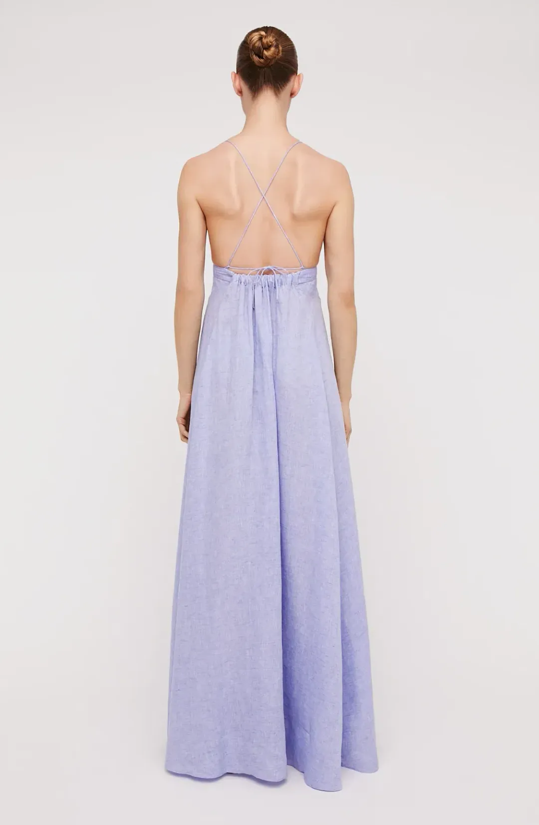 Scanlan Theodore Italian Linen Shoestring Dress Lilac Size 8 for rent on The Volte - main image