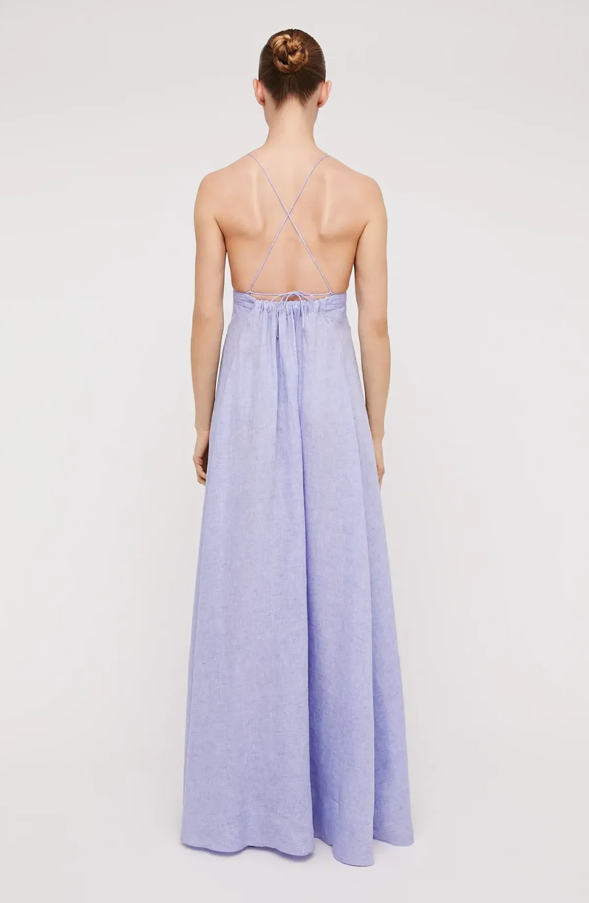 Scanlan Theodore Italian Linen Shoestring Dress Lilac Size 8 - Image 3